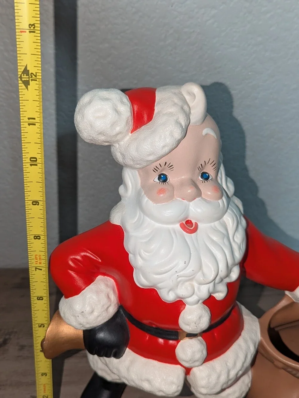 Vintage Ceramic Santa Claus Toy Bag Planter Figurine